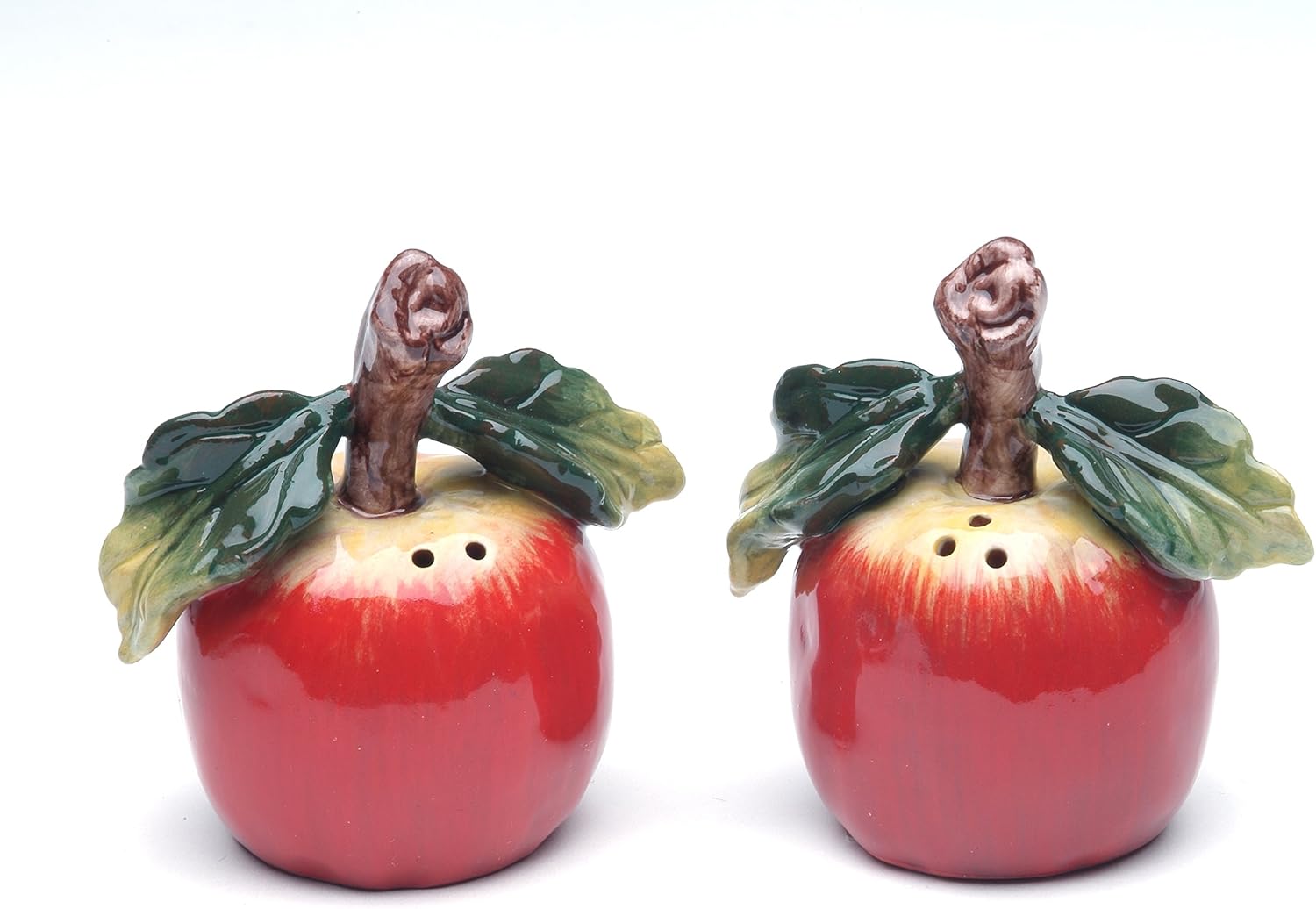 10230 Salero y pimentero de manzana roja de cerámica fina, 3 pulgadas de alto