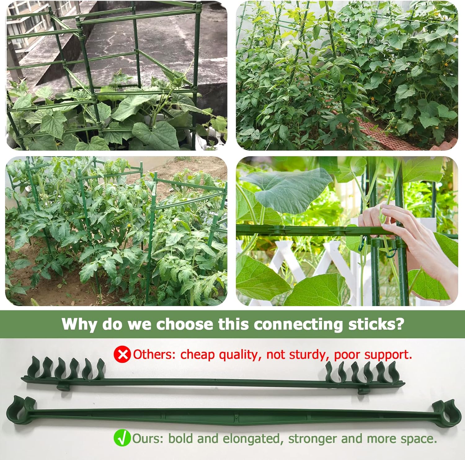 Jaulas de tomate  Soporte de estacas para plantas de jardín (paquete de 6 unidades de 49 pulgadas4 paquetes de 67 pulgadas) con lazos para plantas