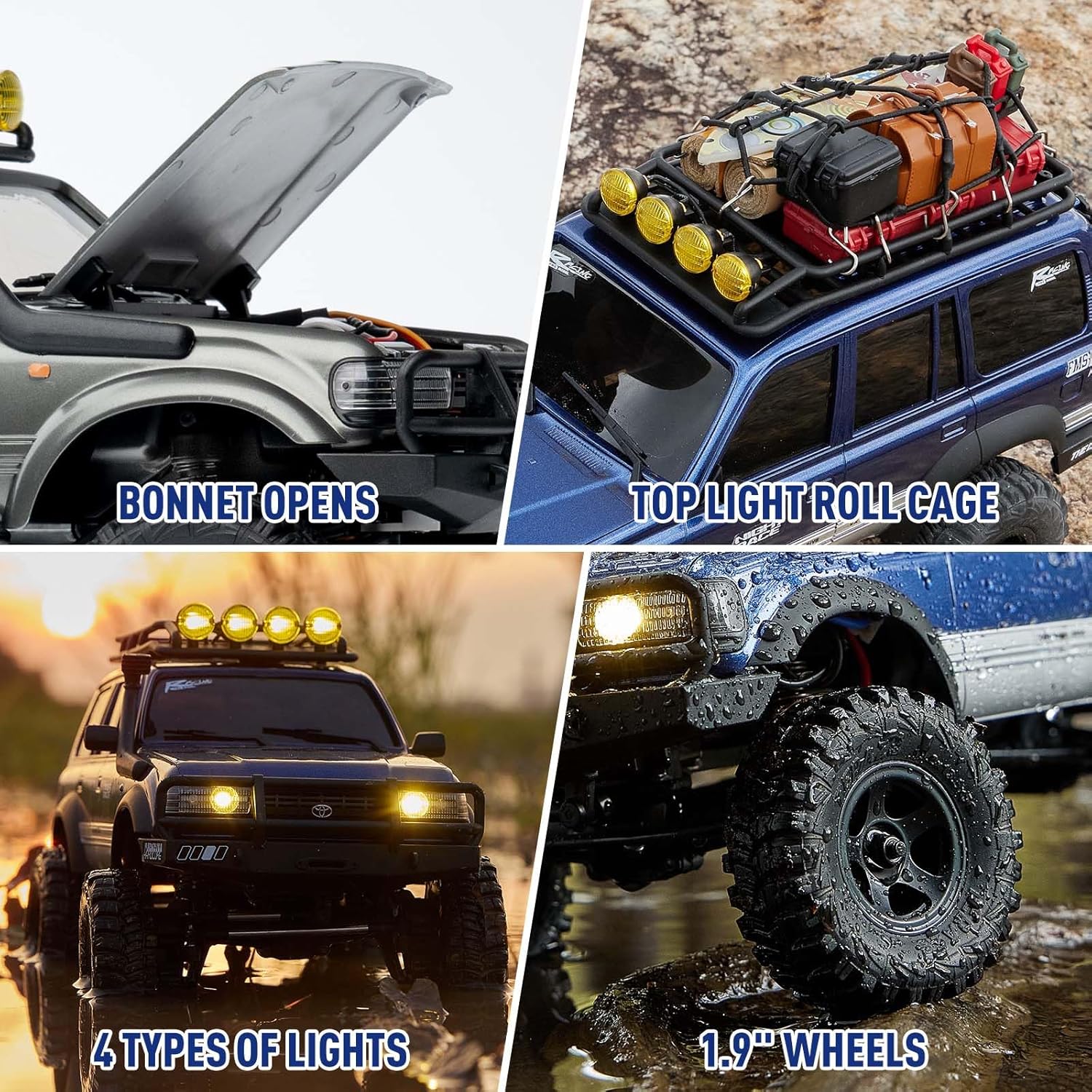 EAZYRC FMS Fcx18 118 Land Cruiser 80 Toyota RC Rock Crawler RTR 4×4 Off-Road Impermeable Hobby Grade RC Camiones todo terreno para adultos con radio
