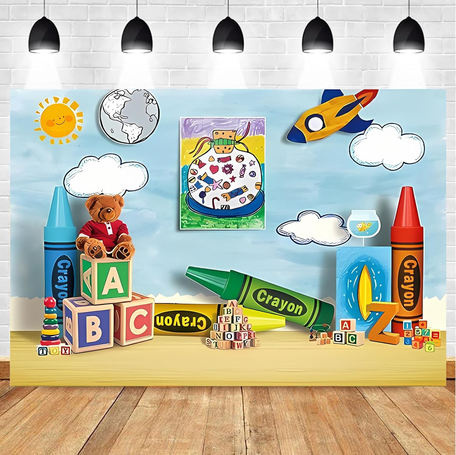 Fondo de fotografía de regreso a la escuela ABC Globe Pencil Book Niños Cumpleaños Retrato Decoración Telón de fondo Foto Studio Prop