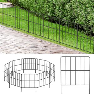 OUSHENG Valla decorativa pequeña para jardín, valla de 10 pies de largo x 16.5 pulgadas de alto, panel de alambre de metal resistente al óxido, OUSHENG Valla decorativa pequeña para jardín, valla de 10 pies de largo x 16.5 pulgadas de alto, panel de alambre de metal resistente al óxido,
