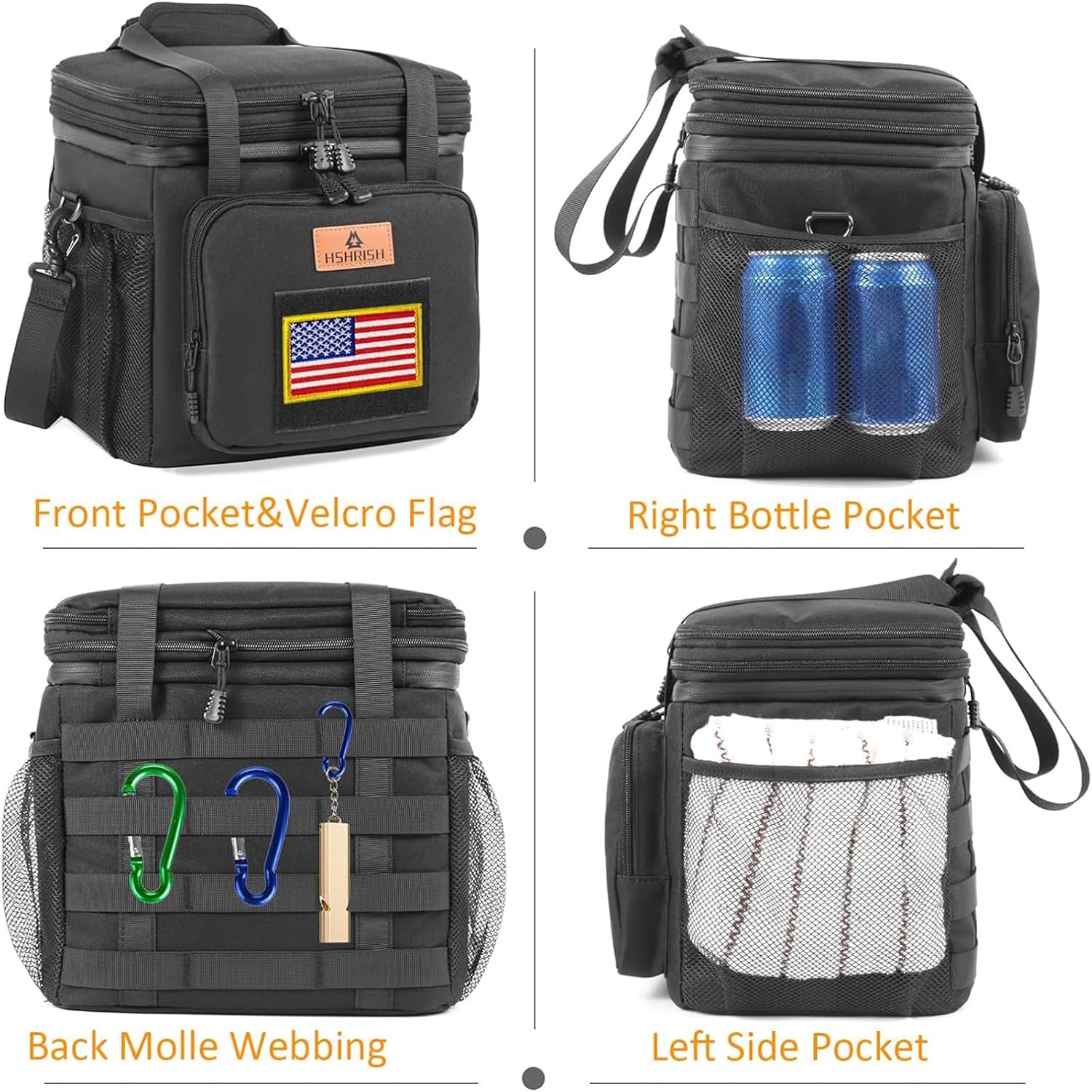 HSHRISH Lonchera táctica expandible, bolsa de almuerzo grande con aislamiento de doble cubierta para hombres, bolsa térmica duradera a prueba de