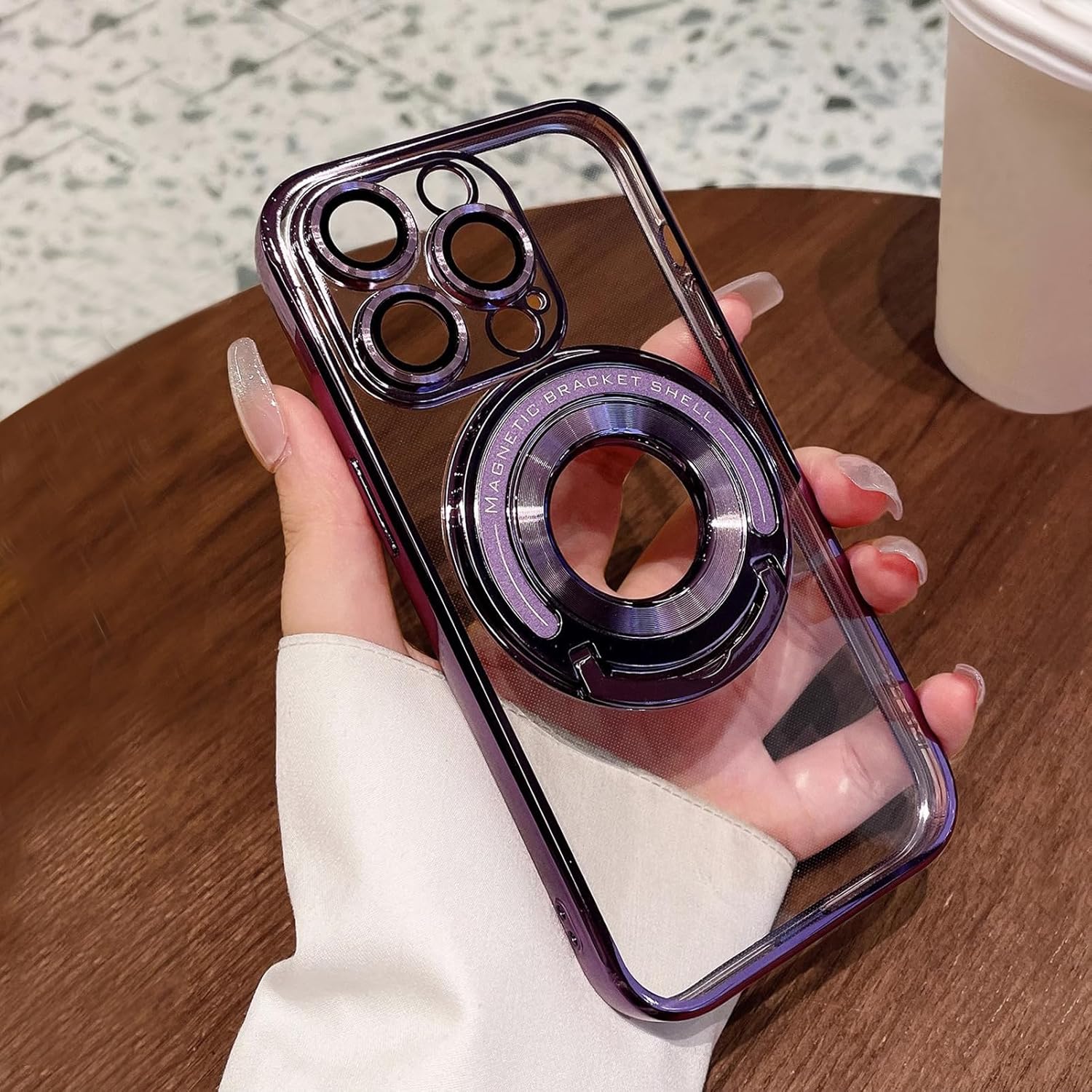 Uioeua – Funda magnética transparente compatible con iPhone 13 Pro Max, soporte transparente de lujo, funda MagSafe con protector completo de lente
