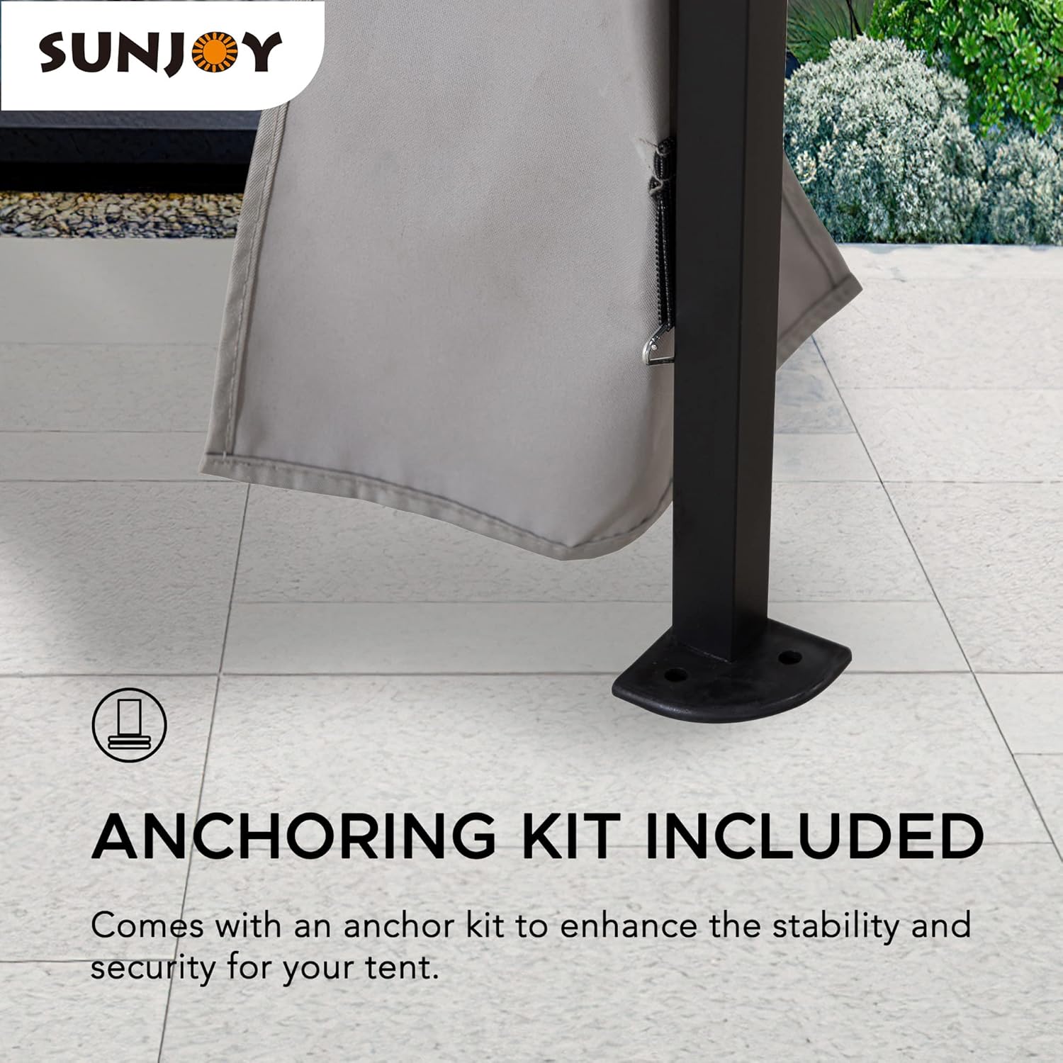 Sunjoy Cenador instantáneo desplegable de 11 x 11 pies, marco de acero portátil para exteriores, toldo superior de 2 niveles con malla y bolsa de