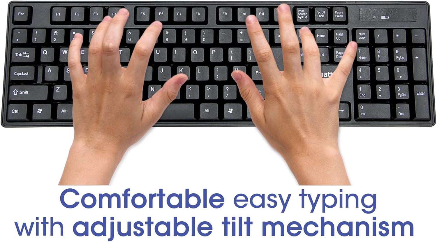 Manhattan Combo de teclado y mouse inalámbricos, juego de teclado inalámbrico USB de tamaño completo con dongle de 2.4 GHz para PC, computadora