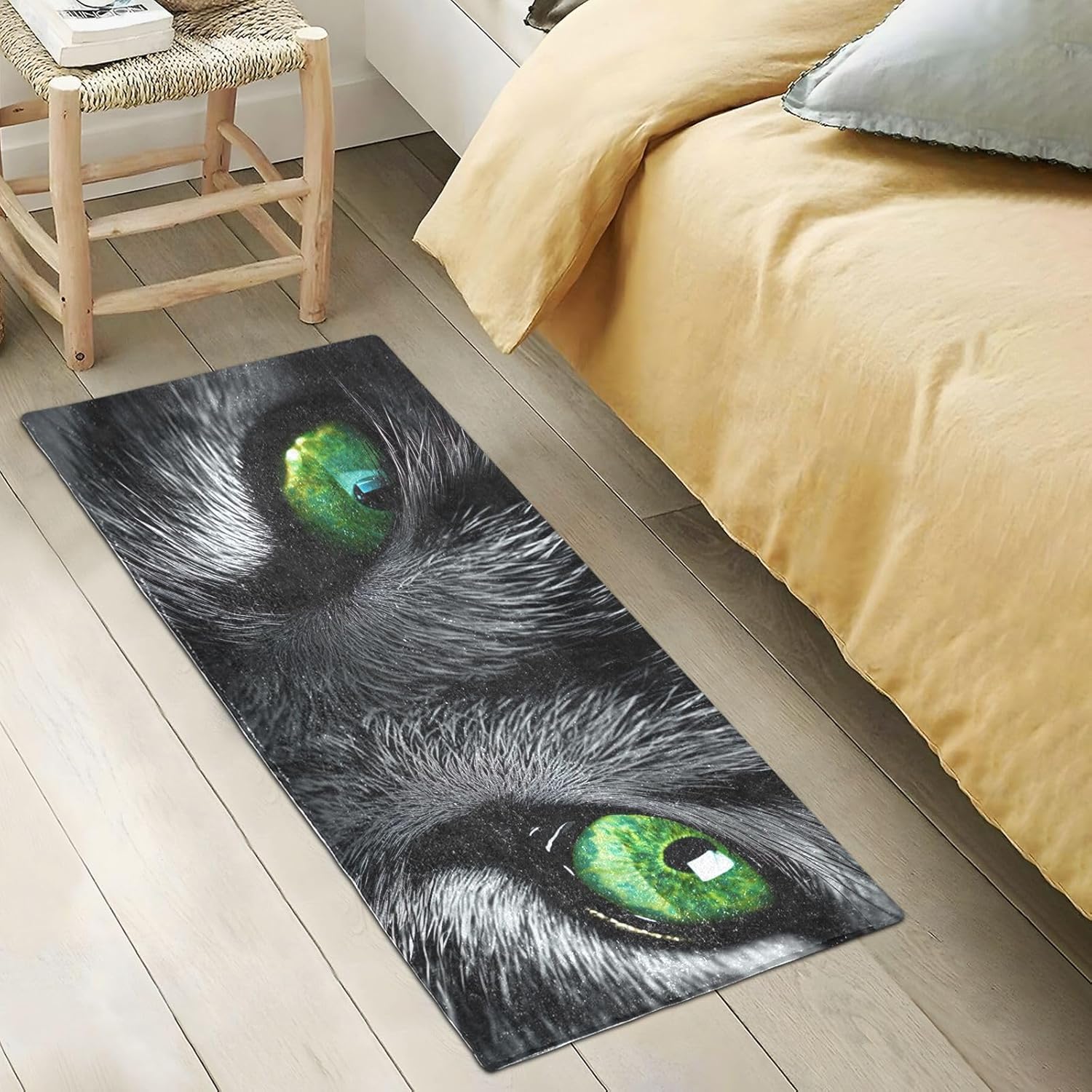Wolf Eyes – Alfombra de baño de felpa absorbente y antideslizante, tapetes de baño con parte trasera de goma, lavables, 39 x 20 pulgadas