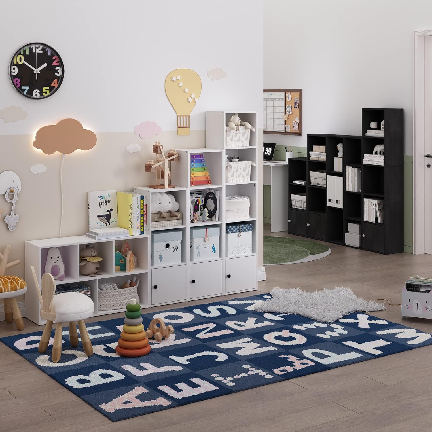 Furinno Luder Estantería con armario de almacenamiento de 1 puerta, color blanco