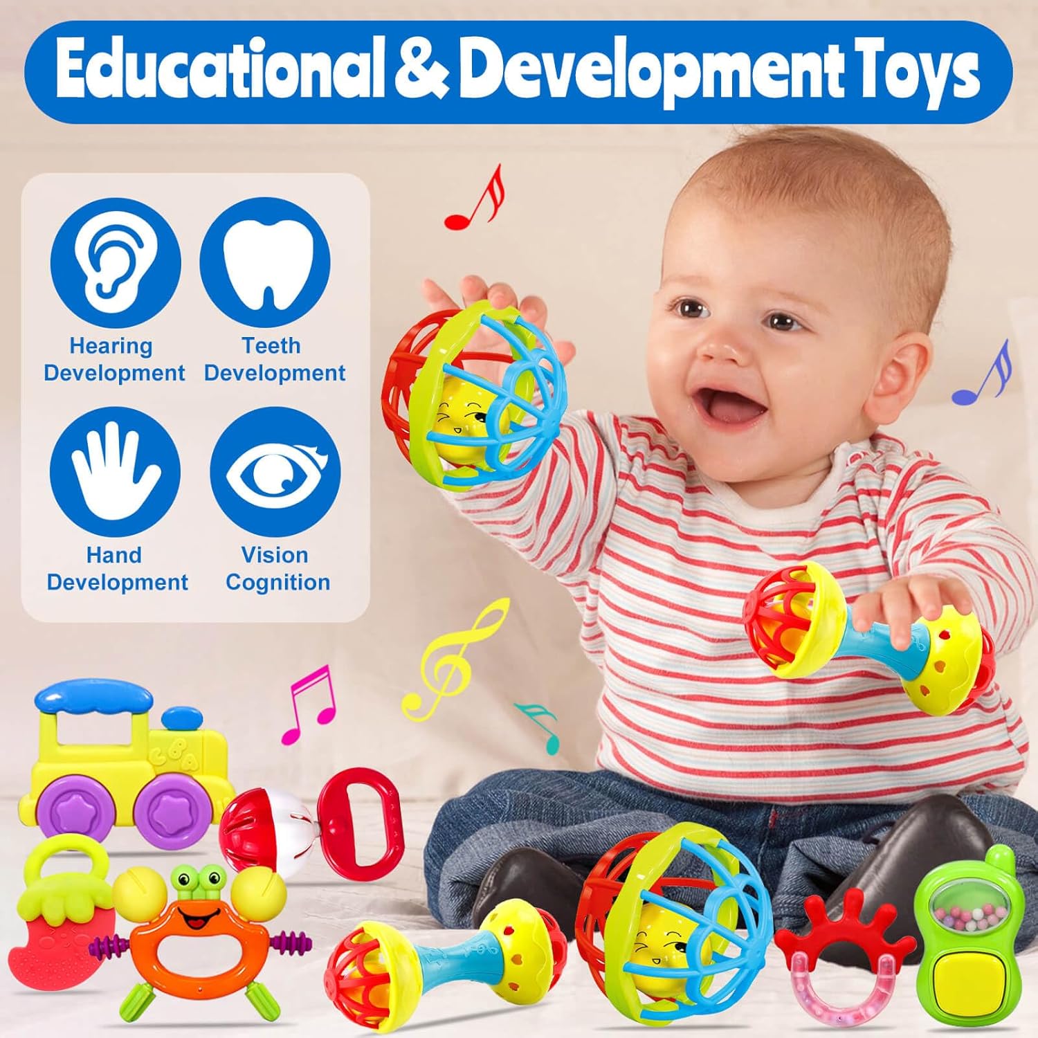 Sonajeros para bebés de 0 a 6 meses sonajeros para bebés de 0 a 6 meses Juguetes de sonajeros para bebés 0-3-6-12 meses Juguetes de sonajero para