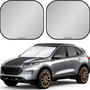 Magnelex Pantalla solar para el parabrisas, parasol para automóvil, paquete de dos pantallas de sombra de tela reflectante 210T que bloquea el sol y Magnelex Pantalla solar para el parabrisas, parasol para automóvil, paquete de dos pantallas de sombra de tela reflectante 210T que bloquea el sol y