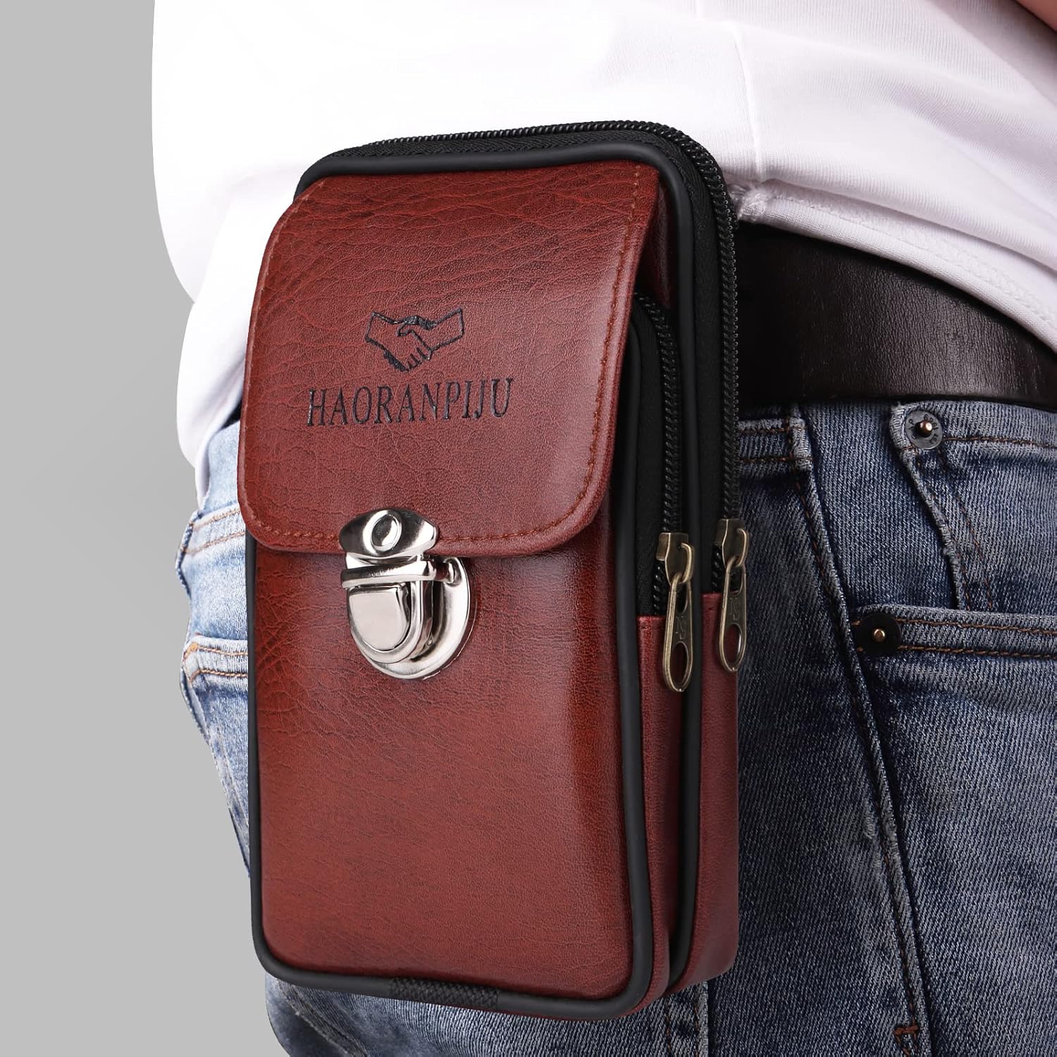 Funda de teléfono para Samsung Galaxy S10e con cremallera y clip para cinturón de piel sintética para tarjetas de crédito y dinero en efectivo,