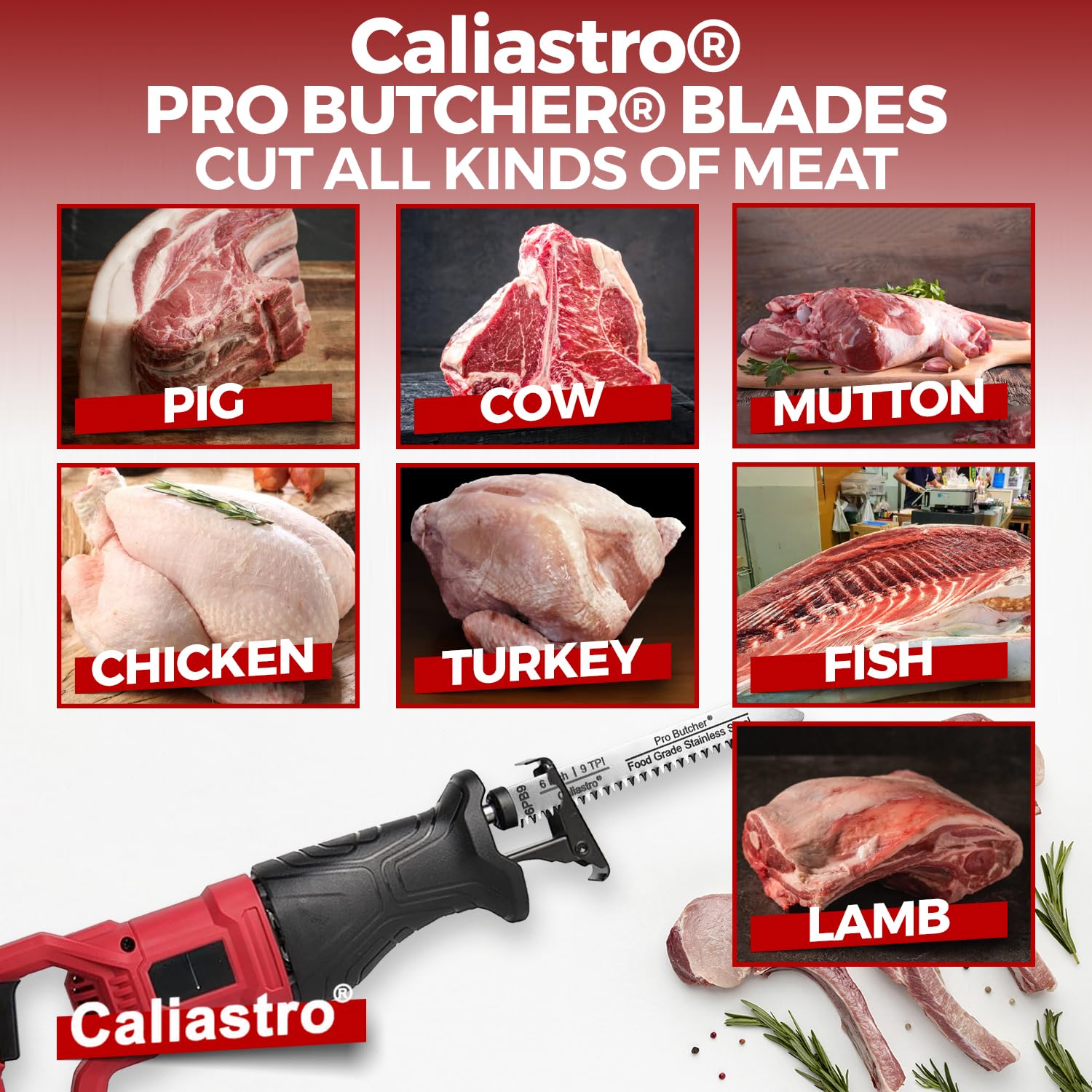 Hojas de sierra de corte de hueso de carne congelada de acero inoxidable de 6 pulgadas para sierras recíprocas y Sawzall, paquete de 5