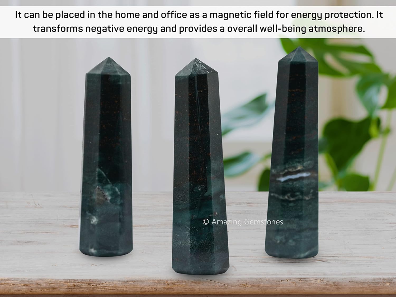 Torres de cristal de piedra de sangre  Obelisco de punto de cristal curativo natural para curación de Reiki y cuadrícula de cristal (3 a 4 pulgadas)
