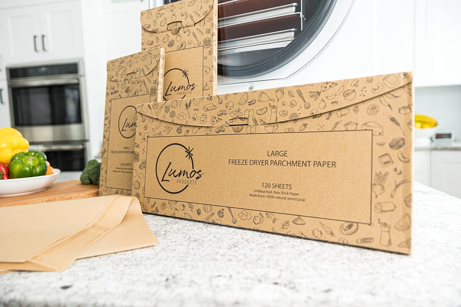 Lumos Products, Papel pergamino para liofilizar, ajuste personalizado para bandejas grandes de cosecha y se mantienen frescas, pulpa de madera 100%
