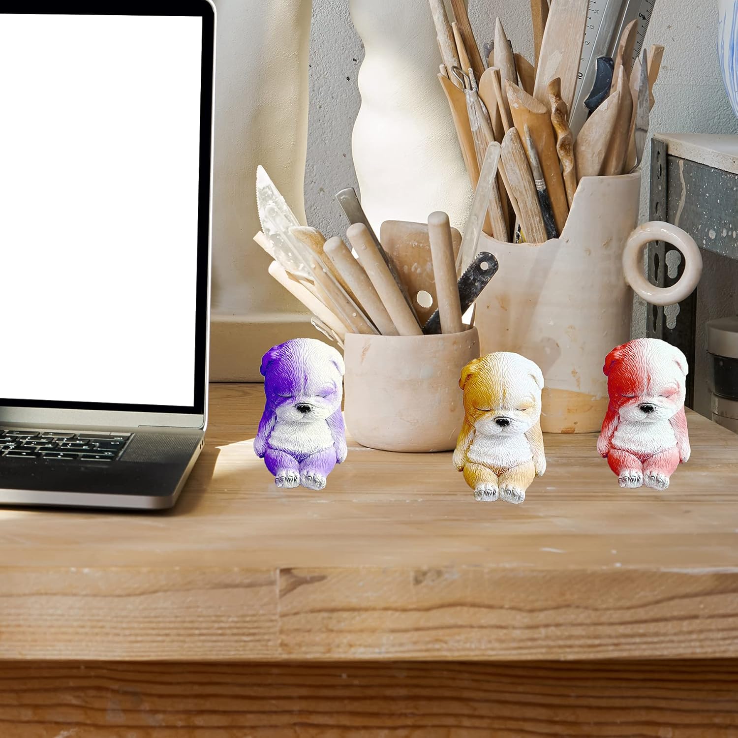 Molde de silicona con forma de bulldog 3D, molde creativo para velas de perro, molde de chocolate para perros dormidos, moldes de arcilla para