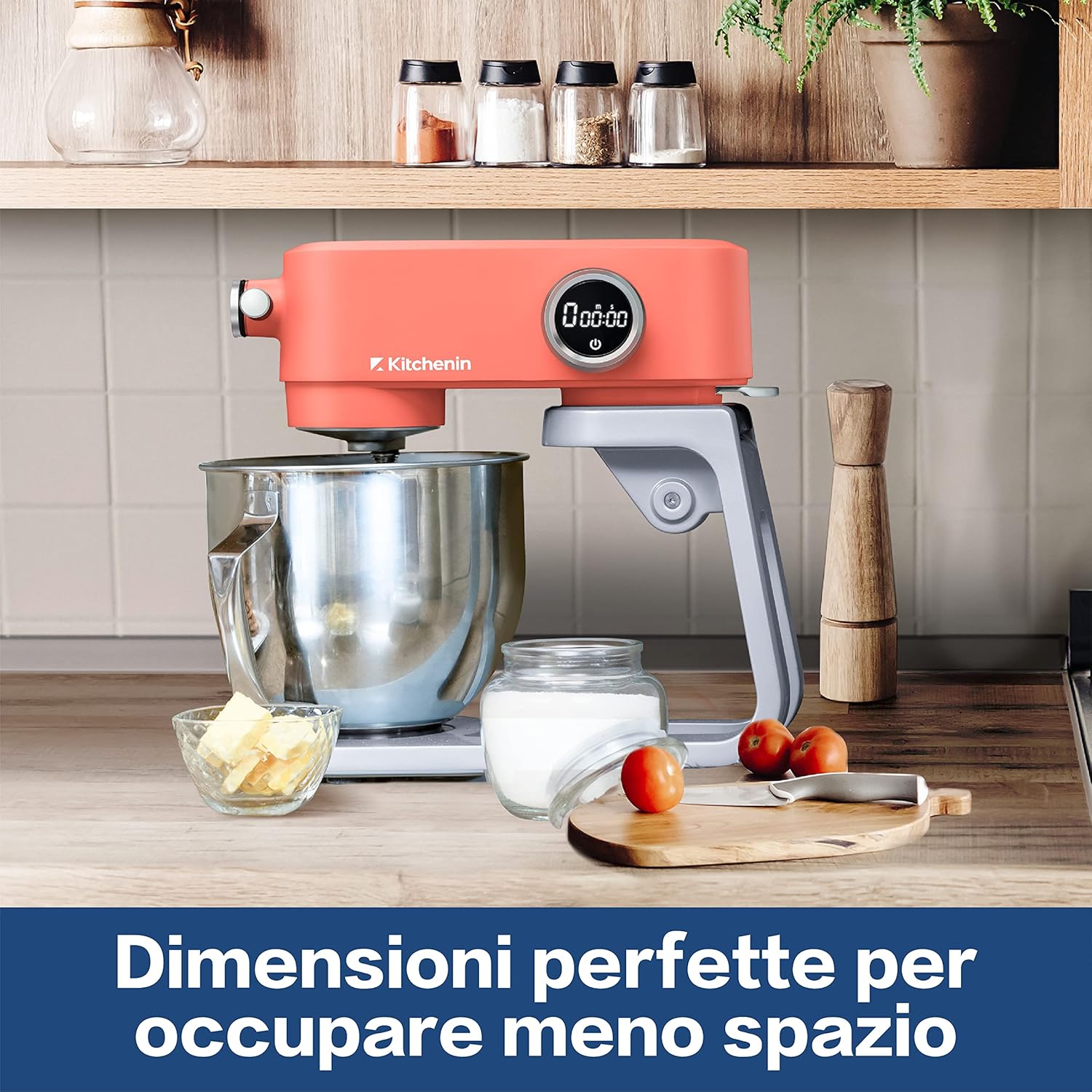 Kitchenin Mezclador de soporte de metal, mezclador de alimentos de 5.3 cuartos de galón de 8 velocidades, mezclador de masa de motor CC de 400