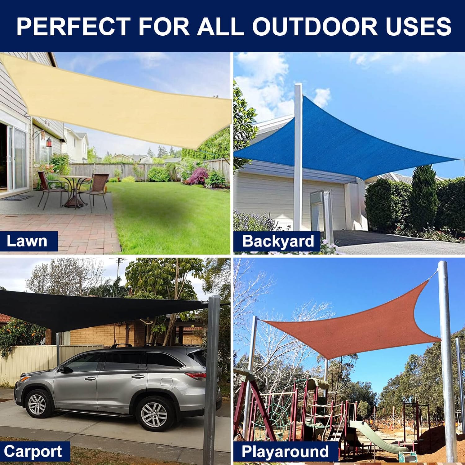 PureFit – Toldo triangular para exteriores, 8 x 8 x 8 pies, toldo de protección solar con bloqueo UV, toldo de sombra, cubierta de patio para patio