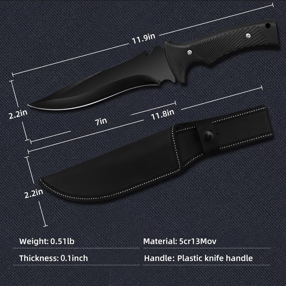 zarfand Cuchillo de bushcraft de 11.9 pulgadas para hombre, cuchillo de campamento de supervivencia, cuchillo de hoja fija con funda, cuchillo de