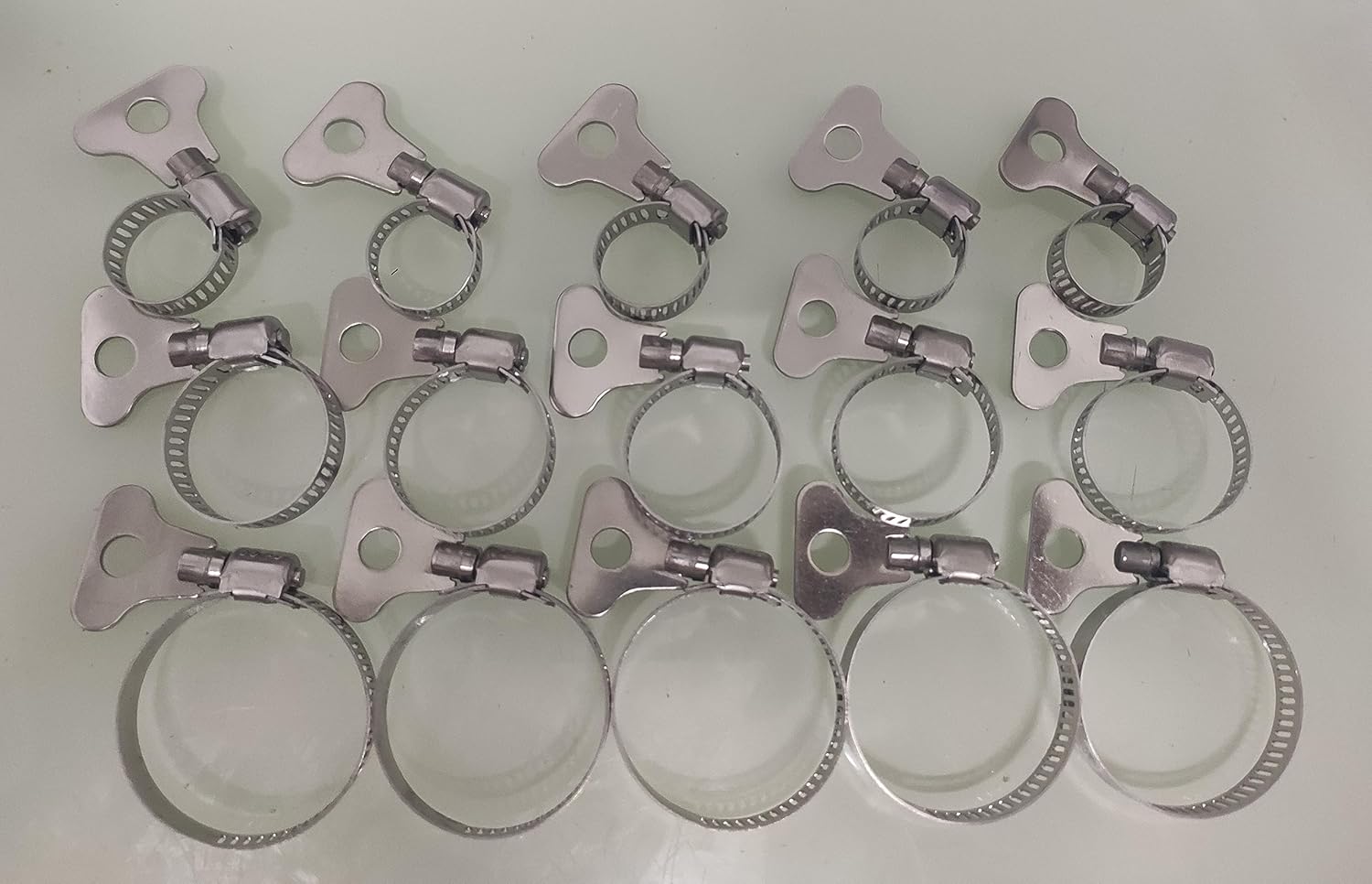 Paquete mixto de 15 abrazaderas de manguera de acero inoxidable 304, abrazaderas de tornillo de pulgar ajustables, (0.394-0.630 in, 0.630-0.984 in,
