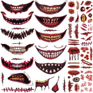 Más de 75 piezas de 21 hojas de tatuajes de Halloween para niños y adultos, tatuajes de maquillaje de zombies, tatuajes de broma de Halloween, Más de 75 piezas de 21 hojas de tatuajes de Halloween para niños y adultos, tatuajes de maquillaje de zombies, tatuajes de broma de Halloween,