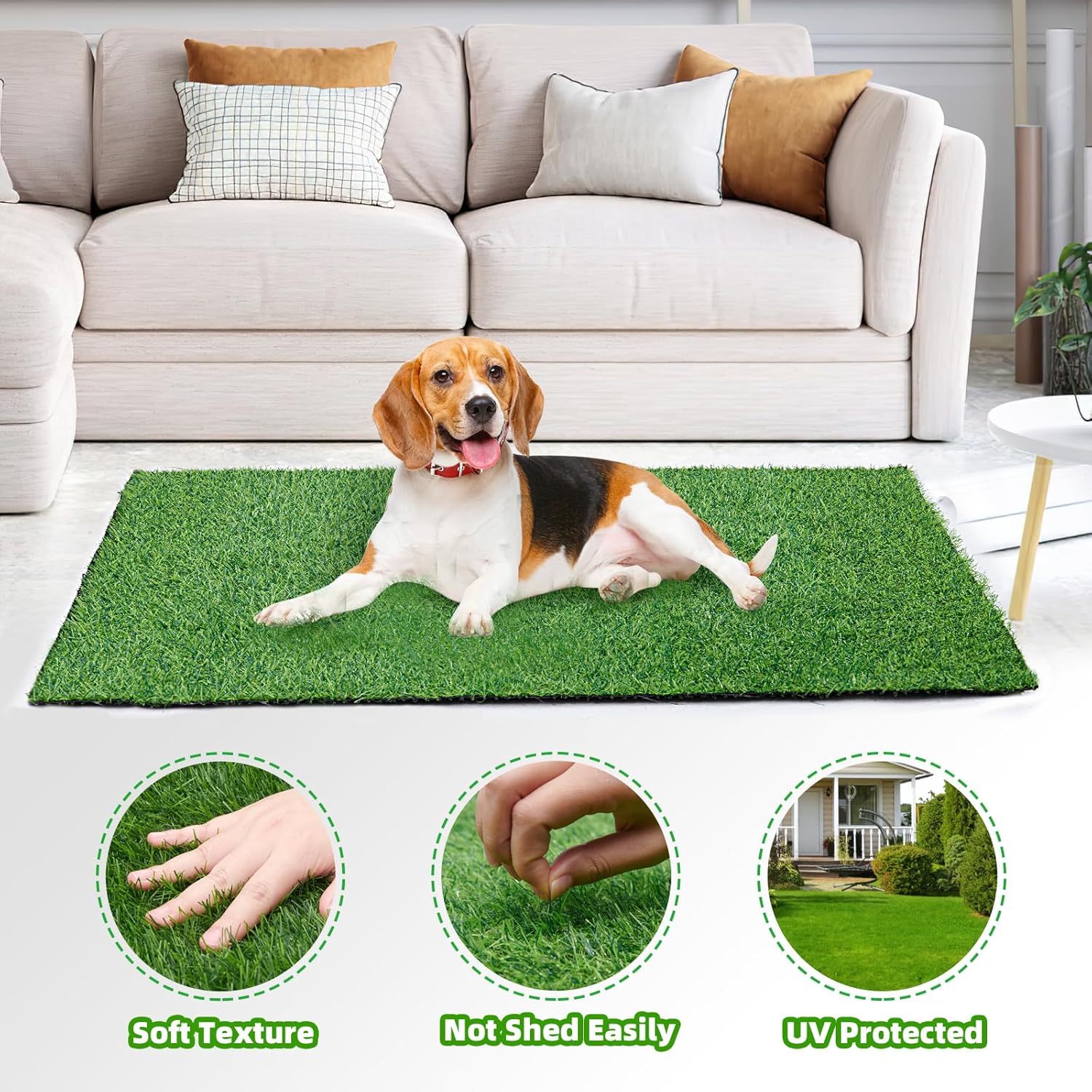 Almohadilla de orina de césped para perros de 24.4 x 39 pulgadas, hierba falsa para perros, almohadilla de orina de césped artificial para