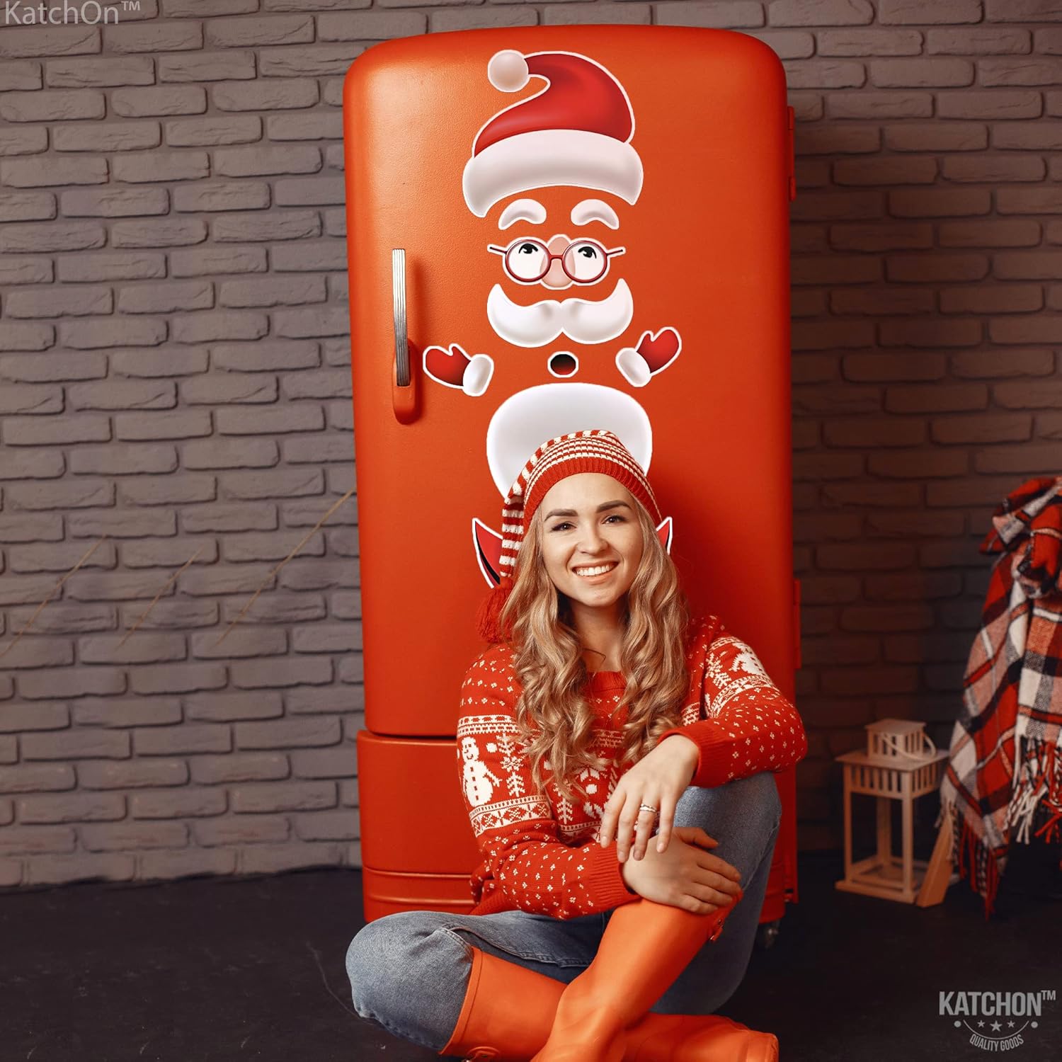 KatchOn, Imanes navideños para refrigerador de Papá Noel, grandes, 36 pulgadas, calcomanías magnéticas de refrigerador de Papá Noel para