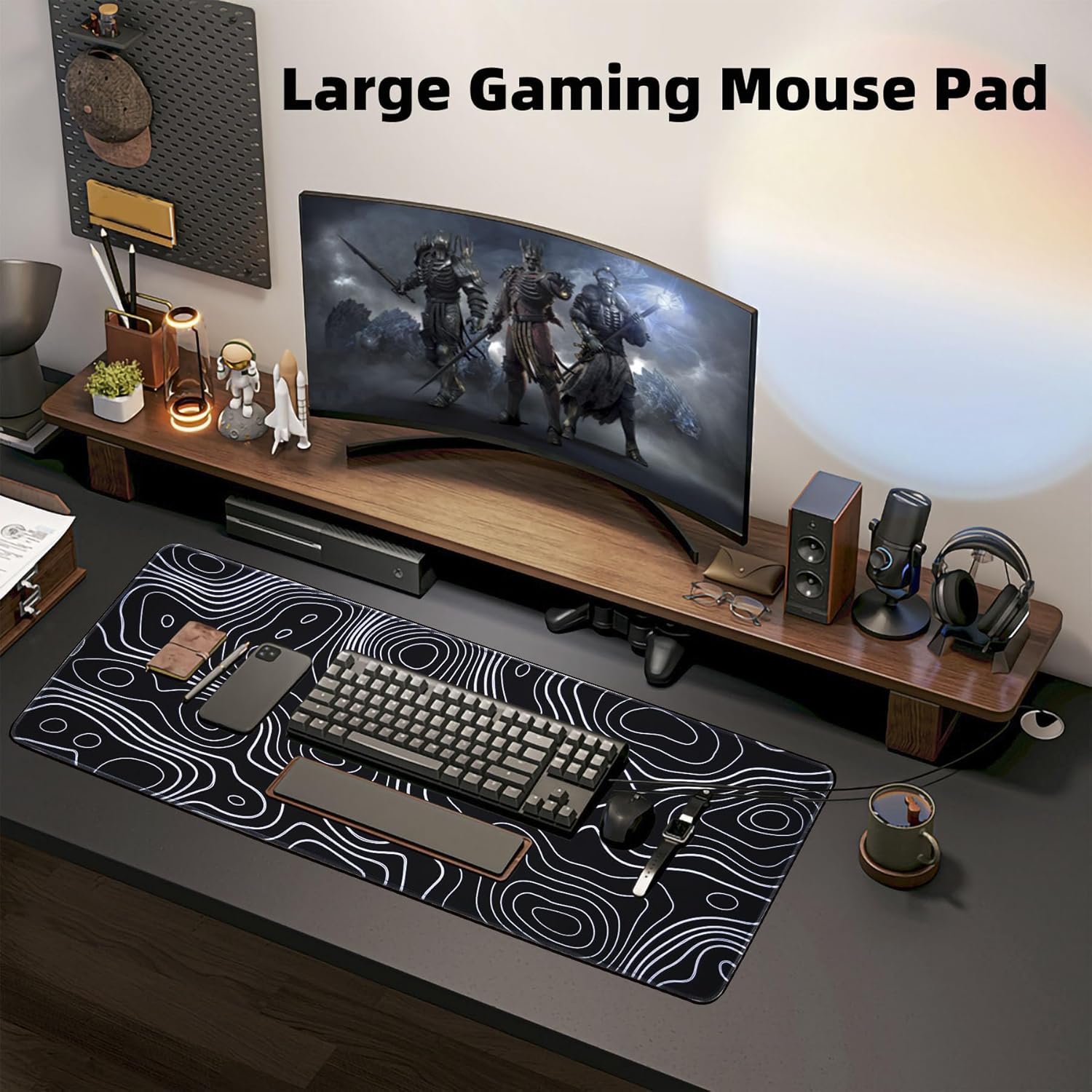 Alfombrilla de mouse grande para escritorio, alfombrilla de mouse grande para juegos, 31.5 x 11.8 pulgadas, alfombrilla de mouse para juegos,