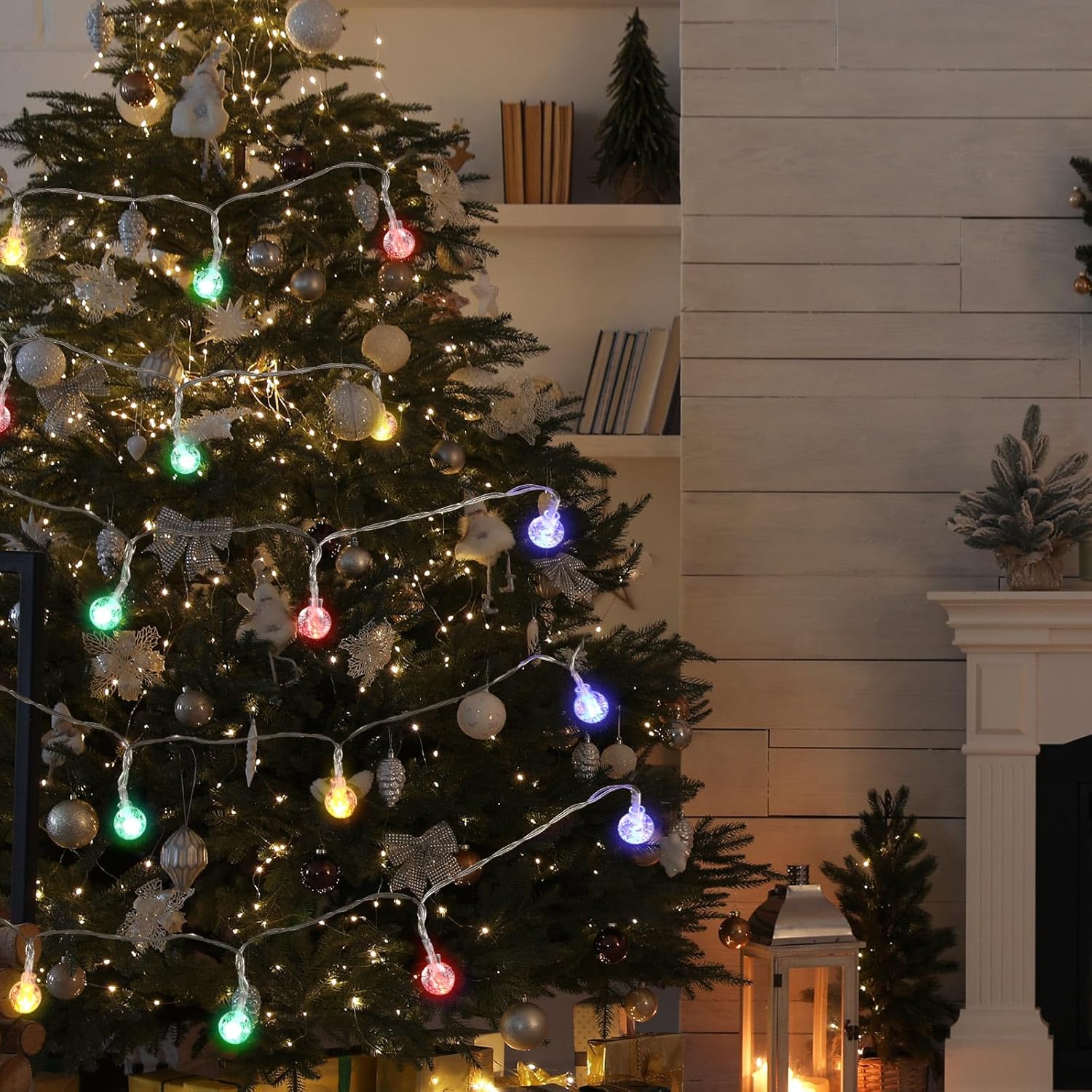 Bencailor Guirnalda de luces decorativas para árbol de Navidad, luces colgantes para árbol, patio, porche, balcón, luces impermeables para árbol de