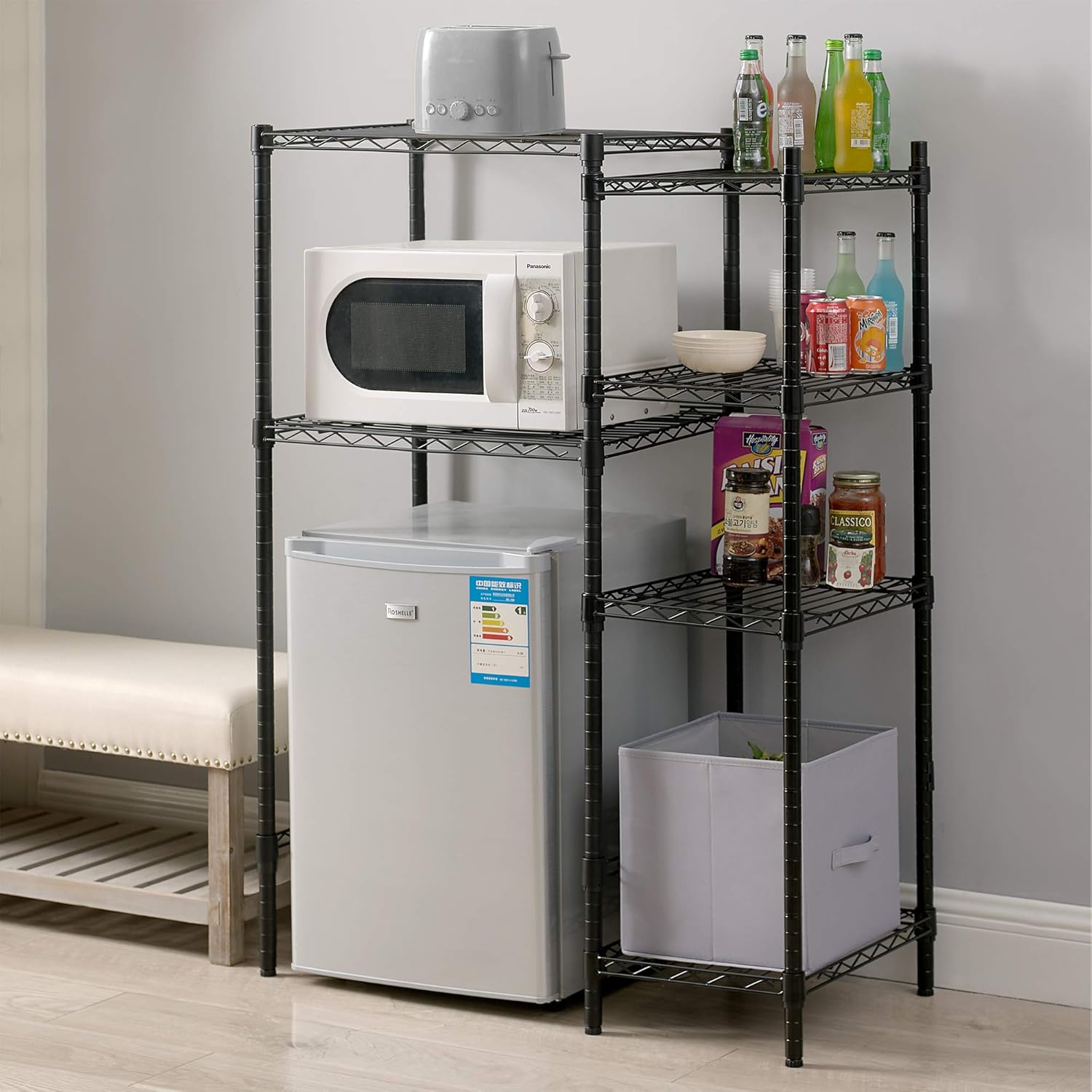 DormCo Suprima – Mini estante Supreme con estantería suprema, color negro, 4 estantes adicionales (ahorro de espacio)