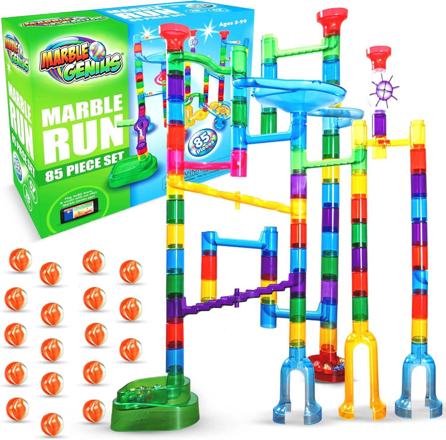 Marble Genius Marble Run Maze Track Toys – 85 piezas, juegos de mesa para niños de 4 a 12 años, juguetes para adultos, adolescentes y niños