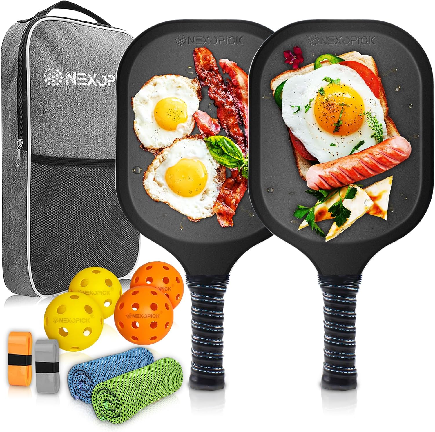 Juego de 2 palas de pickleball aprobadas por USAPA, palas de pickleball de fibra de vidrio, raquetas ligeras de pickleball, paquete de 2, núcleo de