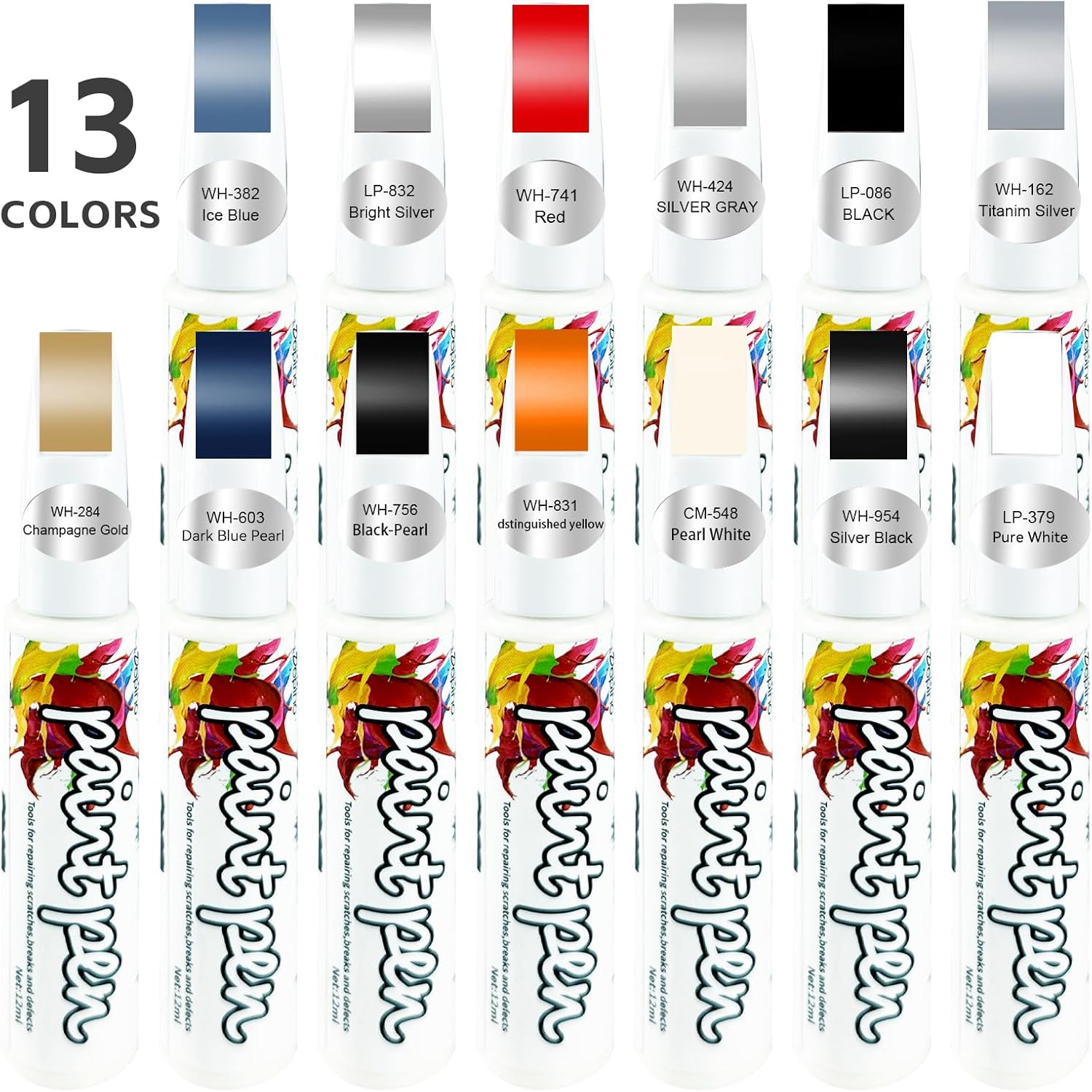 Depino Removedor de arañazos de automóvil, bolígrafo de pintura de retoque dos en uno, pintura de retoque para automóviles, varios colores,