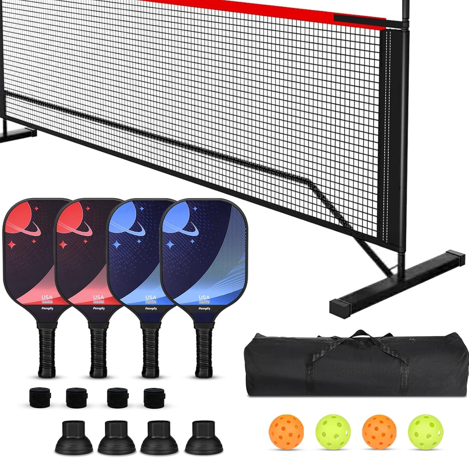 Pennpliy Pickleball Paddle Set of 4, Pickleball Set with Net, Pickleball Set with Net and Paddles, Pickleball Set 4, Pickleball Paddles, Balls &