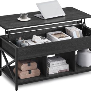 VASAGLE ULCT212B22 – Mesa auxiliar elevable con estante de almacenamiento, compartimentos ocultos y parte superior elevable, para sala de estar, VASAGLE ULCT212B22 – Mesa auxiliar elevable con estante de almacenamiento, compartimentos ocultos y parte superior elevable, para sala de estar,