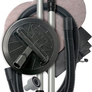 Hyde Lijadora redonda sin polvo de 9 pulgadas con poste de extensión ligero de dos piezas, cabezal pivotante para paredes o techos, manguera de 6 Hyde Lijadora redonda sin polvo de 9 pulgadas con poste de extensión ligero de dos piezas, cabezal pivotante para paredes o techos, manguera de 6