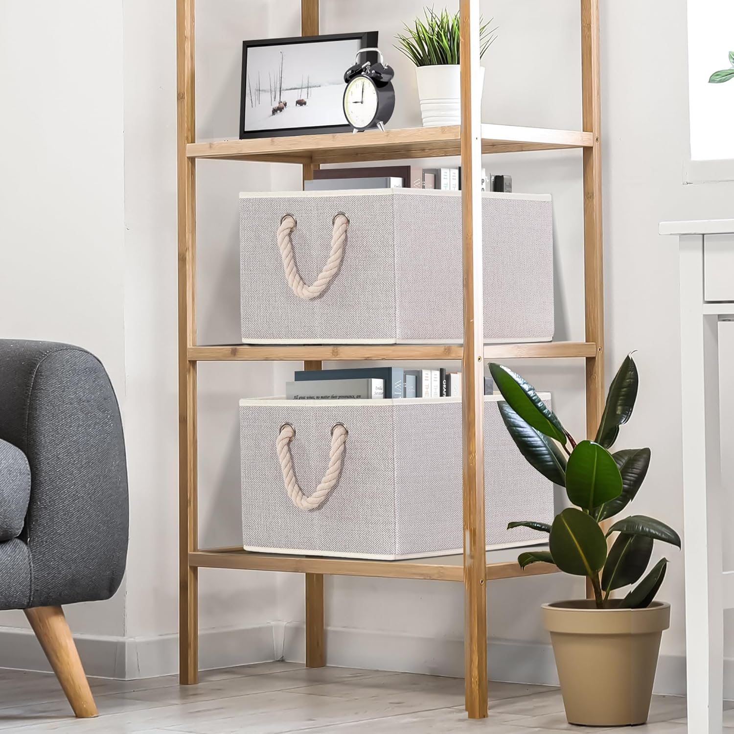 STORAGEIDEAS JUMBO – Cubos de almacenamiento plegables con asas, cestas de almacenamiento decorativas para organización de estantes, cajas de