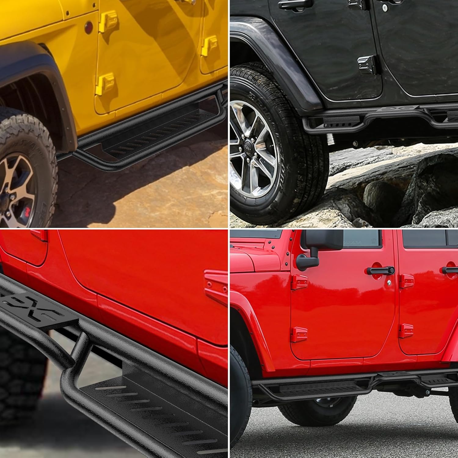 Estribos con diseño de dos escaleras, construcción de acero, peldaños laterales atornillados compatibles con Jeep Gladiator JT 2020-2024 de 4