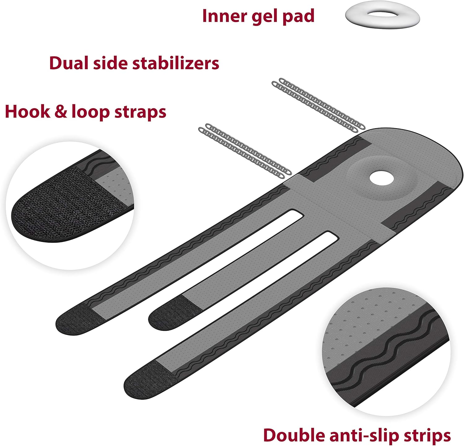 KARM Rodillera de talla grande para el dolor de rodilla para mujeres y hombres – Rodillera ajustable con estabilizadores laterales. Rodillera para