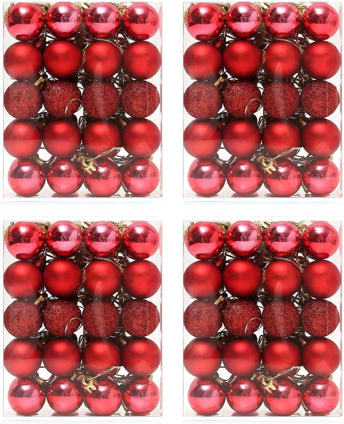 Bolas de Navidad para decoración de 160 piezas (1.18 pulgadas), colgante de Navidad para árbol de Navidad, bola de decoración festiva de boda (rojo)