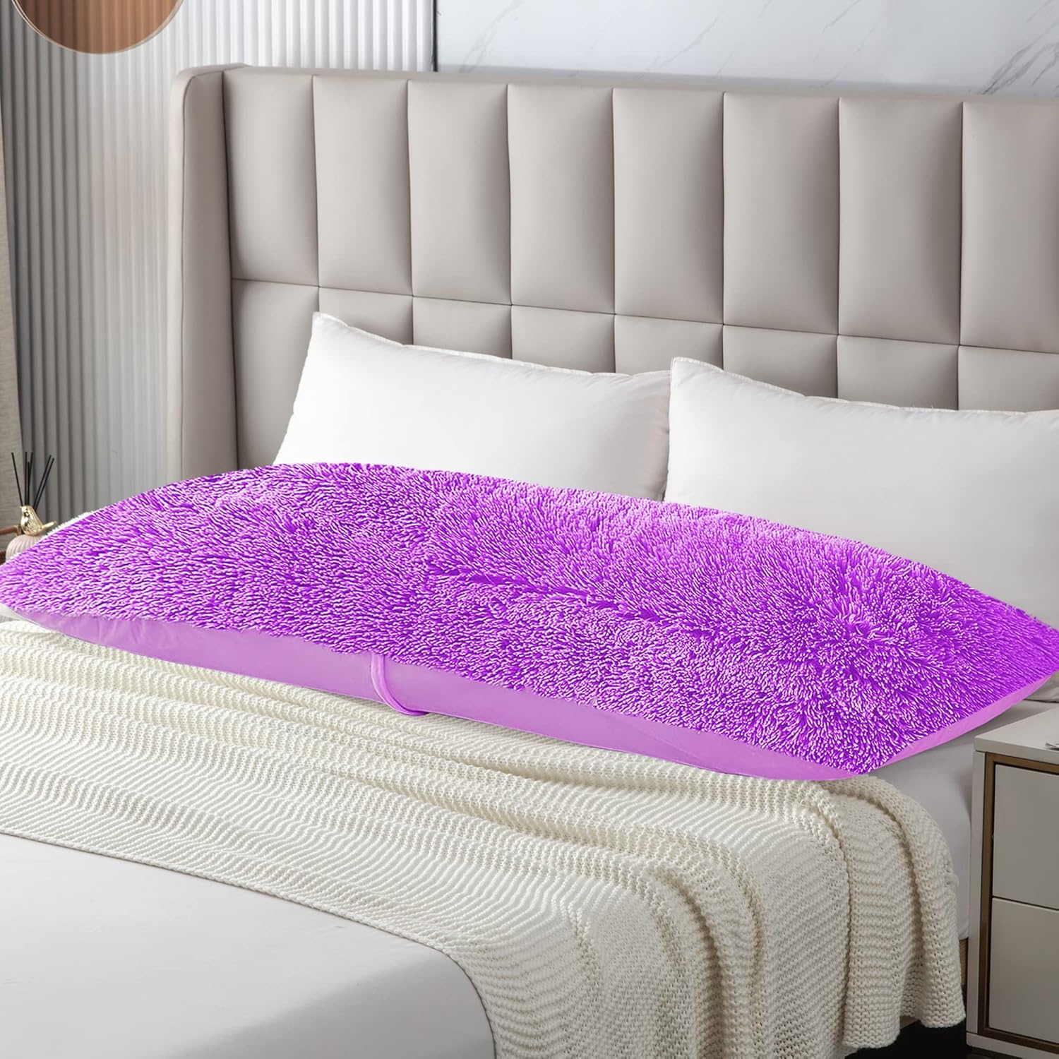 Funda de almohada de cuerpo lanudo con cremallera, 21 x 54 pulgadas, funda de almohada grande de piel sintética esponjosa, funda de almohada de