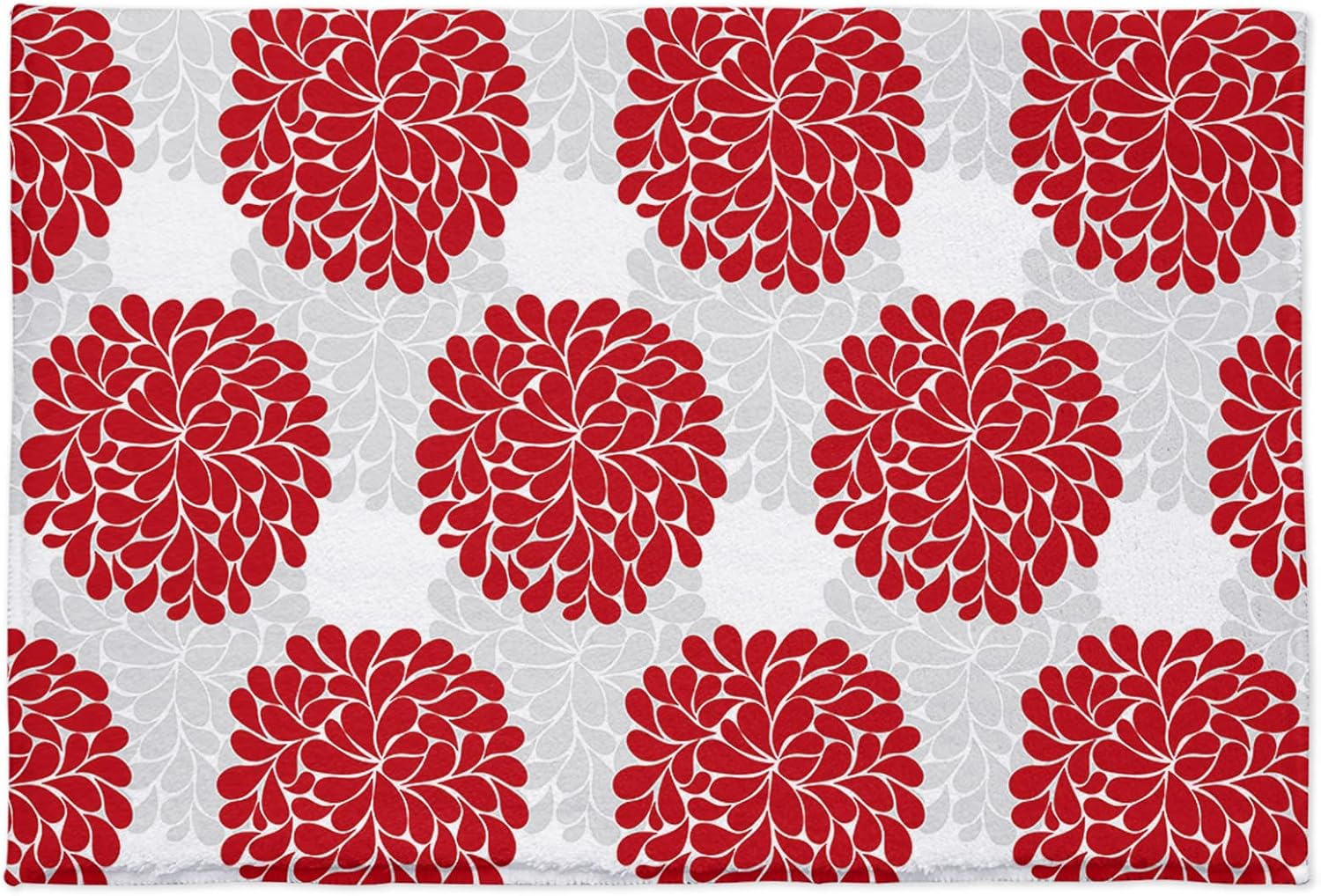 Alfombra de baño con estampado floral de hortensias, patrón geométrico abstracto, gris, rojo, antideslizante, suave microfibra lanuda alfombra de