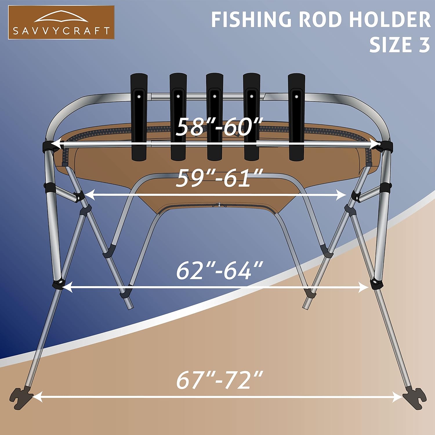 Savvycraft Bimini – Soporte para caña de pescar, soporte para caña de pescar, lanzacohetes se adapta a marco superior Bimini de 1 pulgada