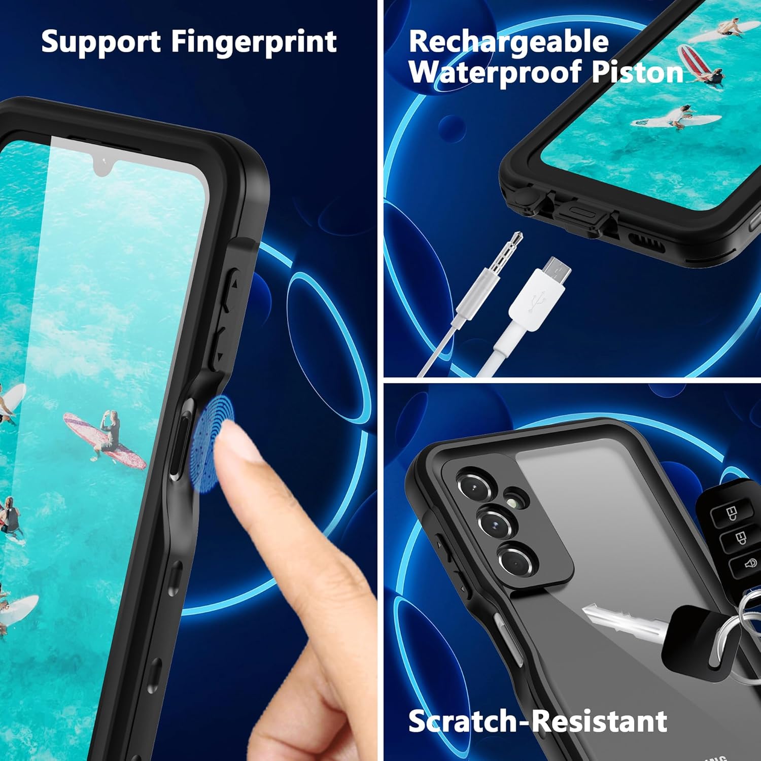 Funda impermeable para teléfono Samsung Galaxy A24 4GA25 5G, protector de pantalla y lente transparente, protector de cuerpo completo, resistente a