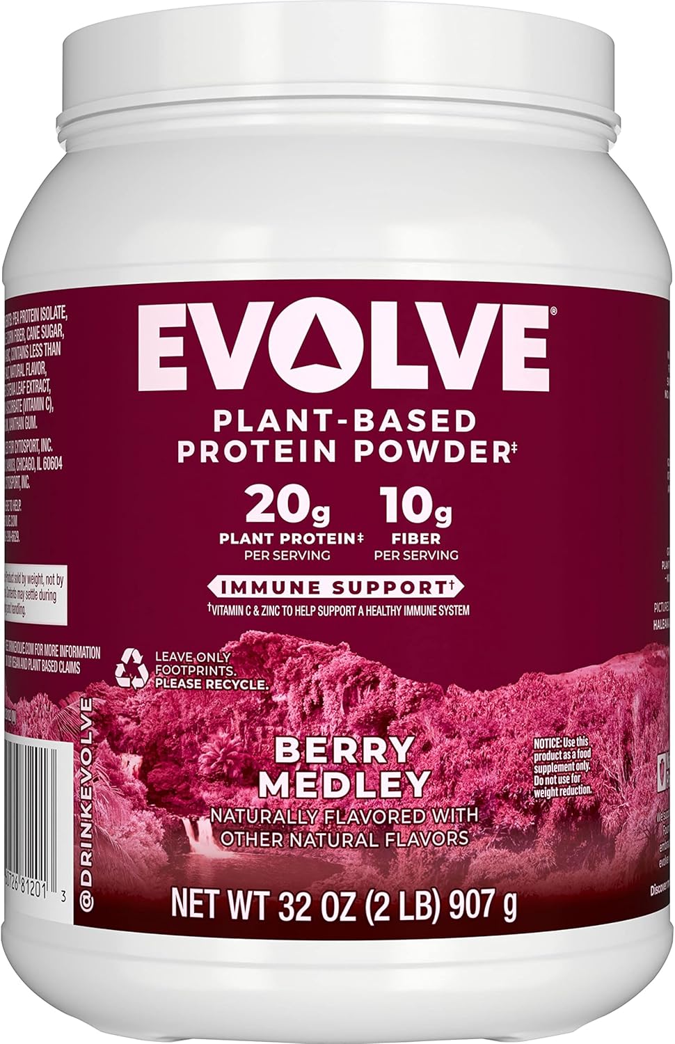 Evolve Proteína en polvo, mezcla de bayas, 0.71 oz de proteína, 2 libras