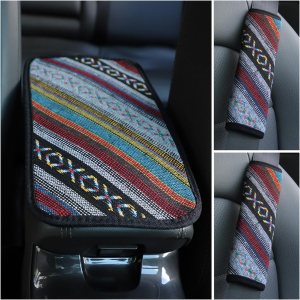 3 accesorios bohemios para automóvil con 2 fundas protectoras de correa de hombro para cinturón de seguridad bohemio y una almohadilla para 3 accesorios bohemios para automóvil con 2 fundas protectoras de correa de hombro para cinturón de seguridad bohemio y una almohadilla para