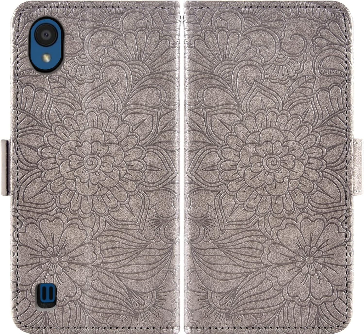 Asuwish Compatible con ZTE Blade A5 2019 – Funda tipo cartera y protector de pantalla de vidrio templado, soporte magnético de cuero con tapa para