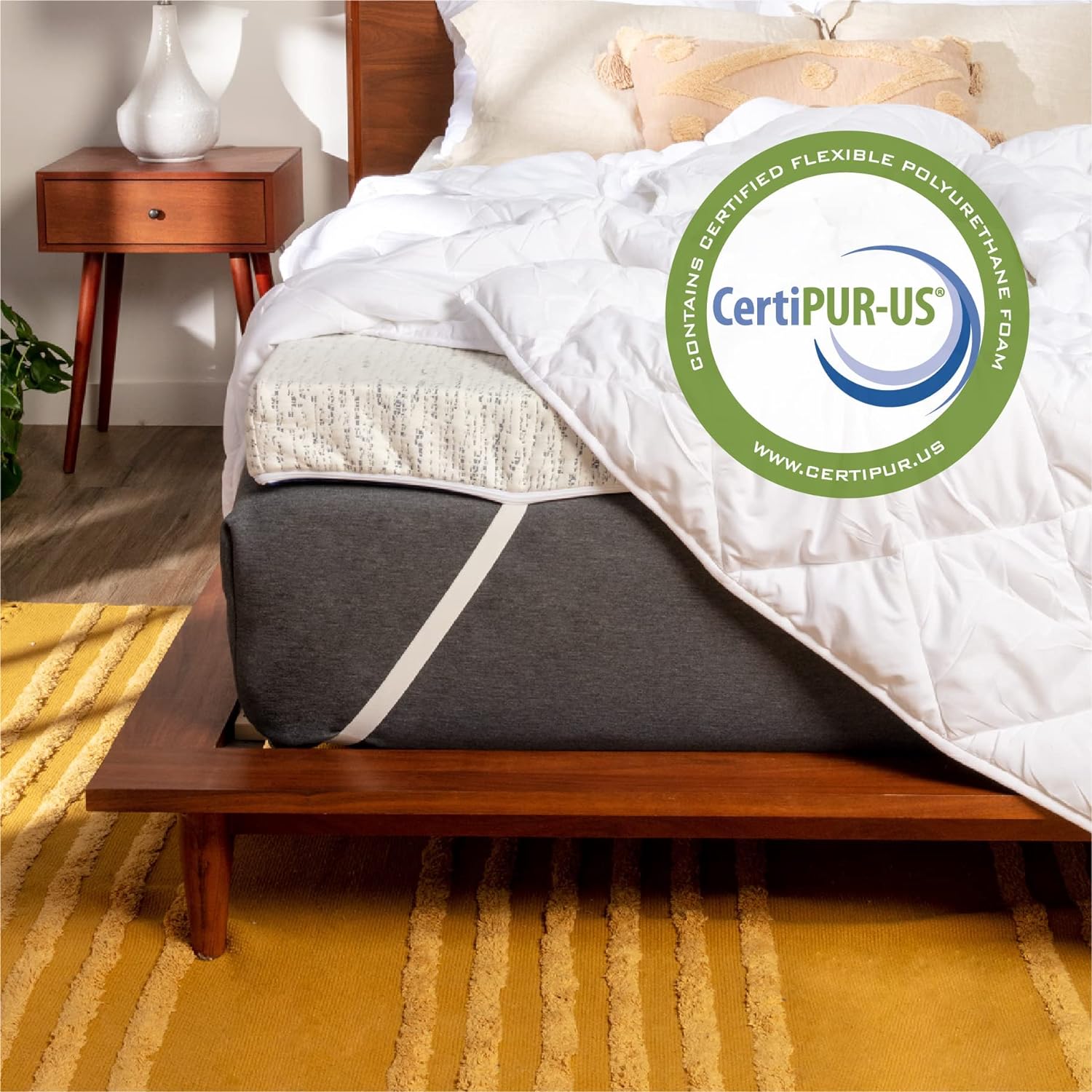Cubre colchón de viscogel de 3 pulgadas de grosor con ventilación, Memory Foam, Azul