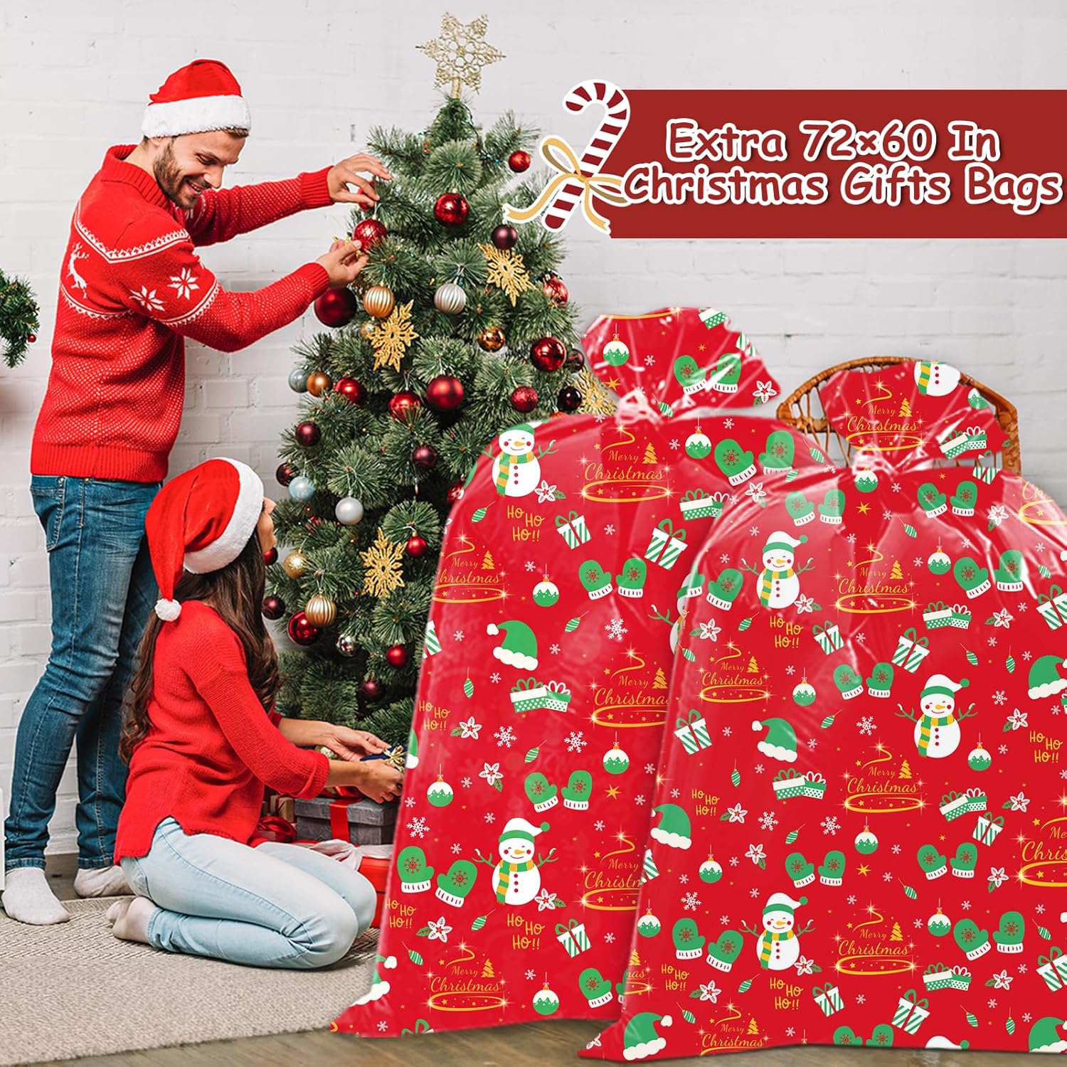 HYmoso Bolsas de regalo de Navidad extragrandes, 2 bolsas de regalo de bicicleta jumbo para regalos de Navidad gigantes de gran tamaño, bolsa de