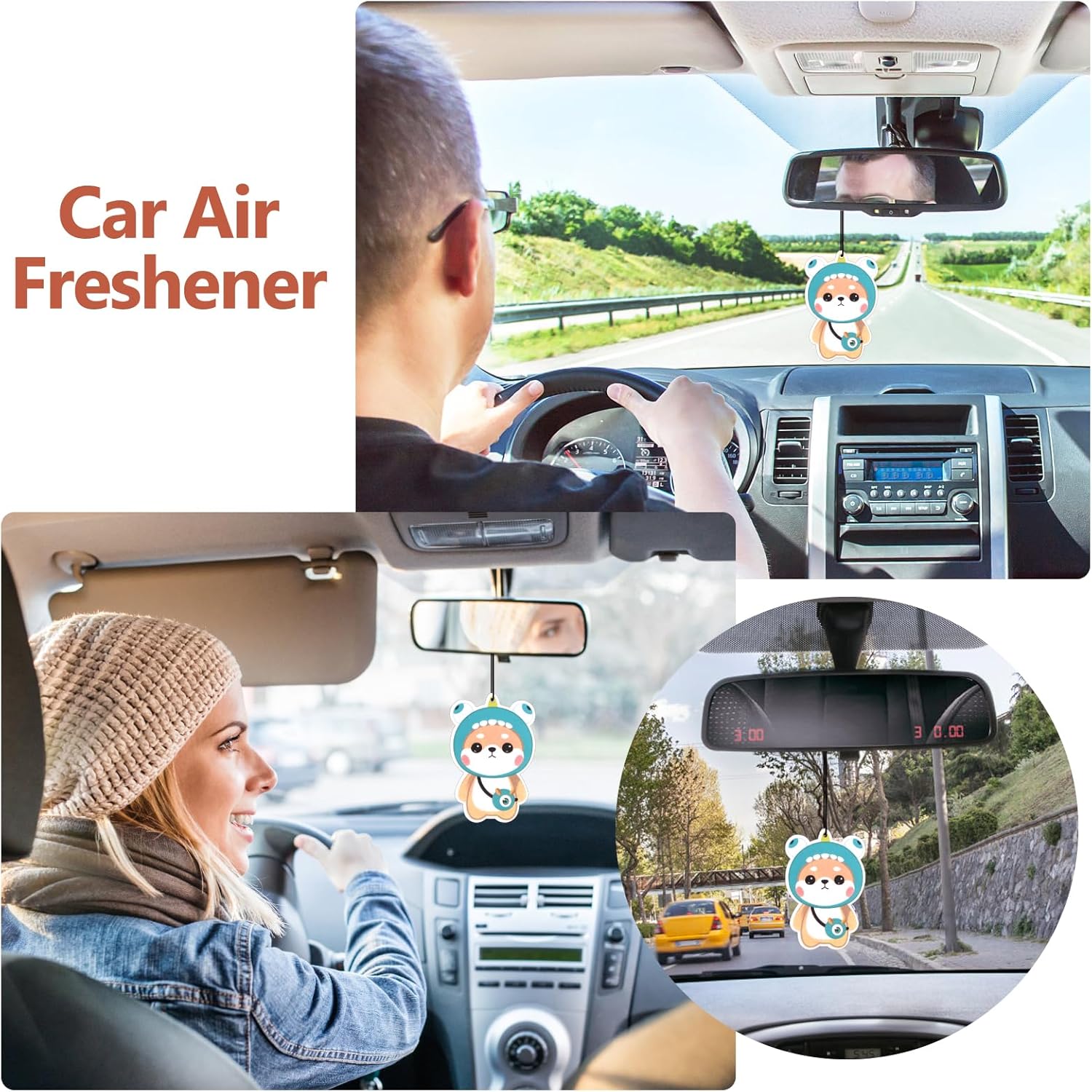 TNNEEV Ambientadores para automóvil, 6 unidades de monstruo azul, Shiba Inu, lindo ambientador colgante de espejo retrovisor para automóvil, aroma