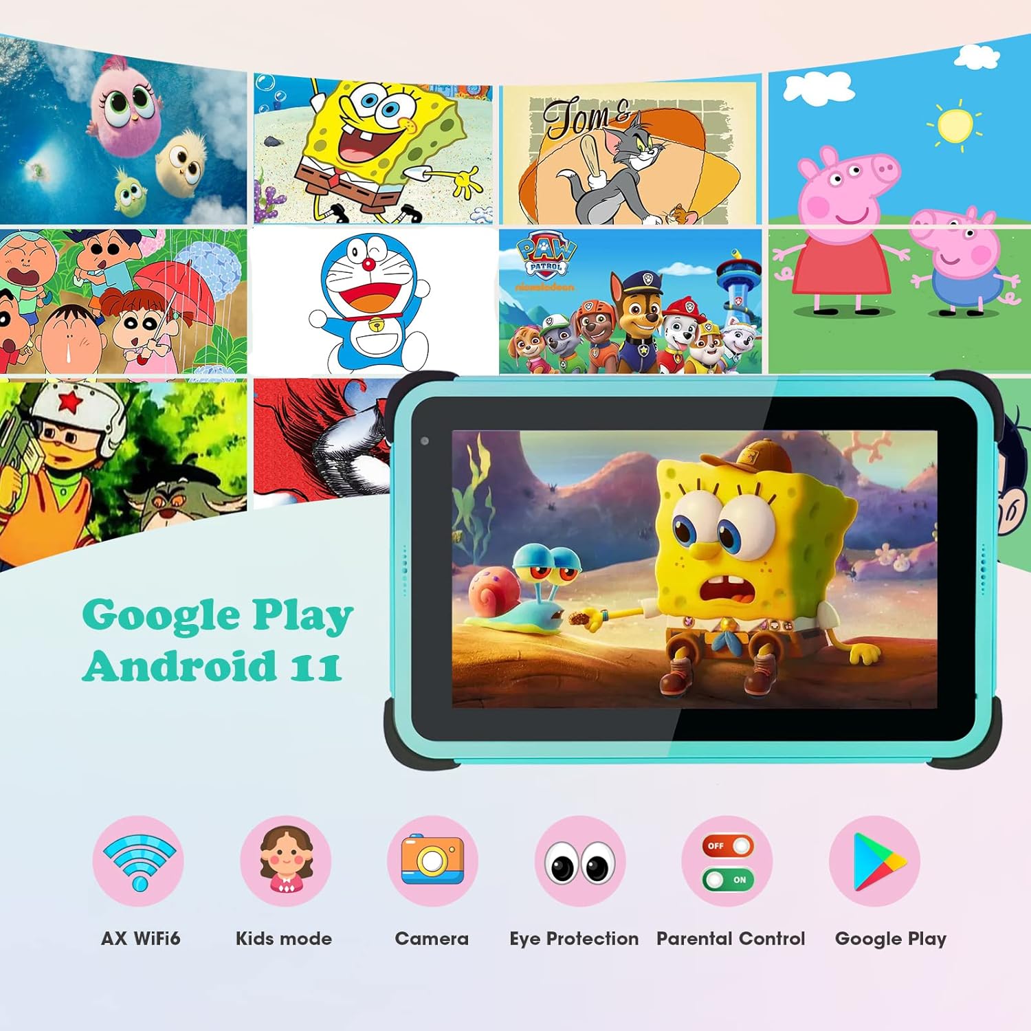 Tablet para niños de 8 pulgadas, weelikeit Android 11 Kids Tablet con AX WiFi6, control parental, aplicación para niños instalada, 4500 mAh,