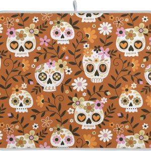 Cute Skull Dish Mat Washnable Absorbent Counter Top Accessories Kitchen Countertop Pad Tapete Para Cocina 16” x 18” Cute Skull Dish Mat Washnable Absorbent Counter Top Accessories Kitchen Countertop Pad Tapete Para Cocina 16” x 18”